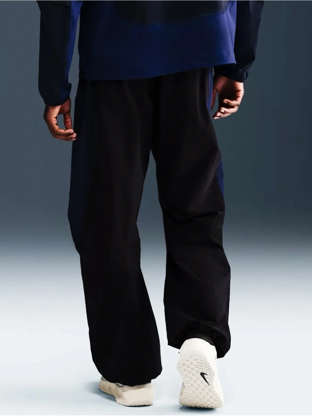 Nike Tech Dri-FIT Woven Black & Obsidian Blue Color Block Oversized Pants